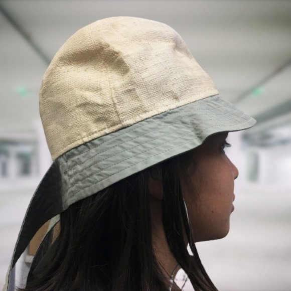 BRUNELLO CUCINELLI ANTIQUE WHITE & KHAKI PANAMA HAT | WOMENS SIZE XS